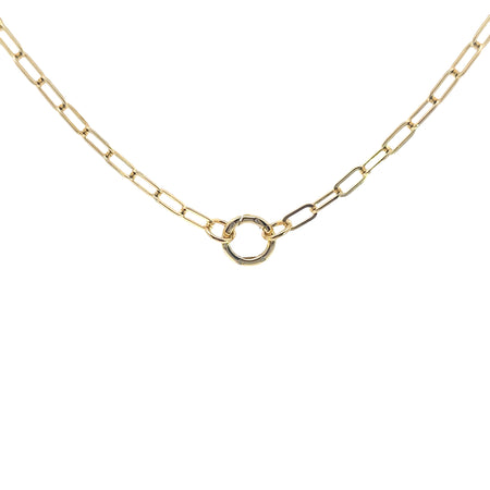Small Paperclip Chain with Hoop  / 14K Gold Plated