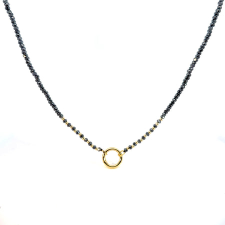 Hematite Beaded Chain with Hoop – 14K Gold Plated