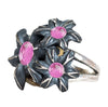 Cluster Ring / Sterling Silver Band Sizes 11-13