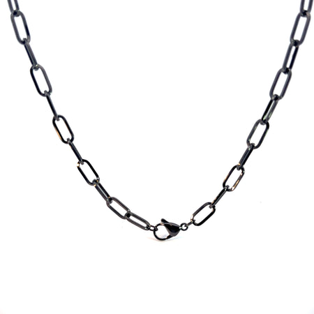 Large Paperclip Chain / Oxidized Sterling Silver