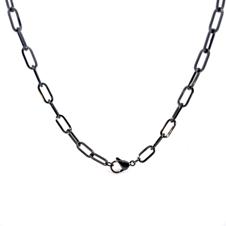 Large Paperclip Chain / Oxidized Sterling Silver
